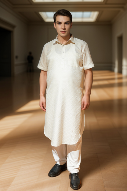 Crisp White Cotton Kurta Pajama