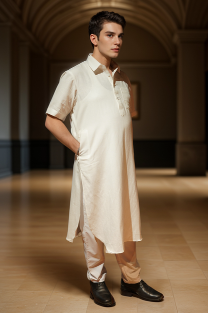 Crisp White Cotton Kurta Pajama