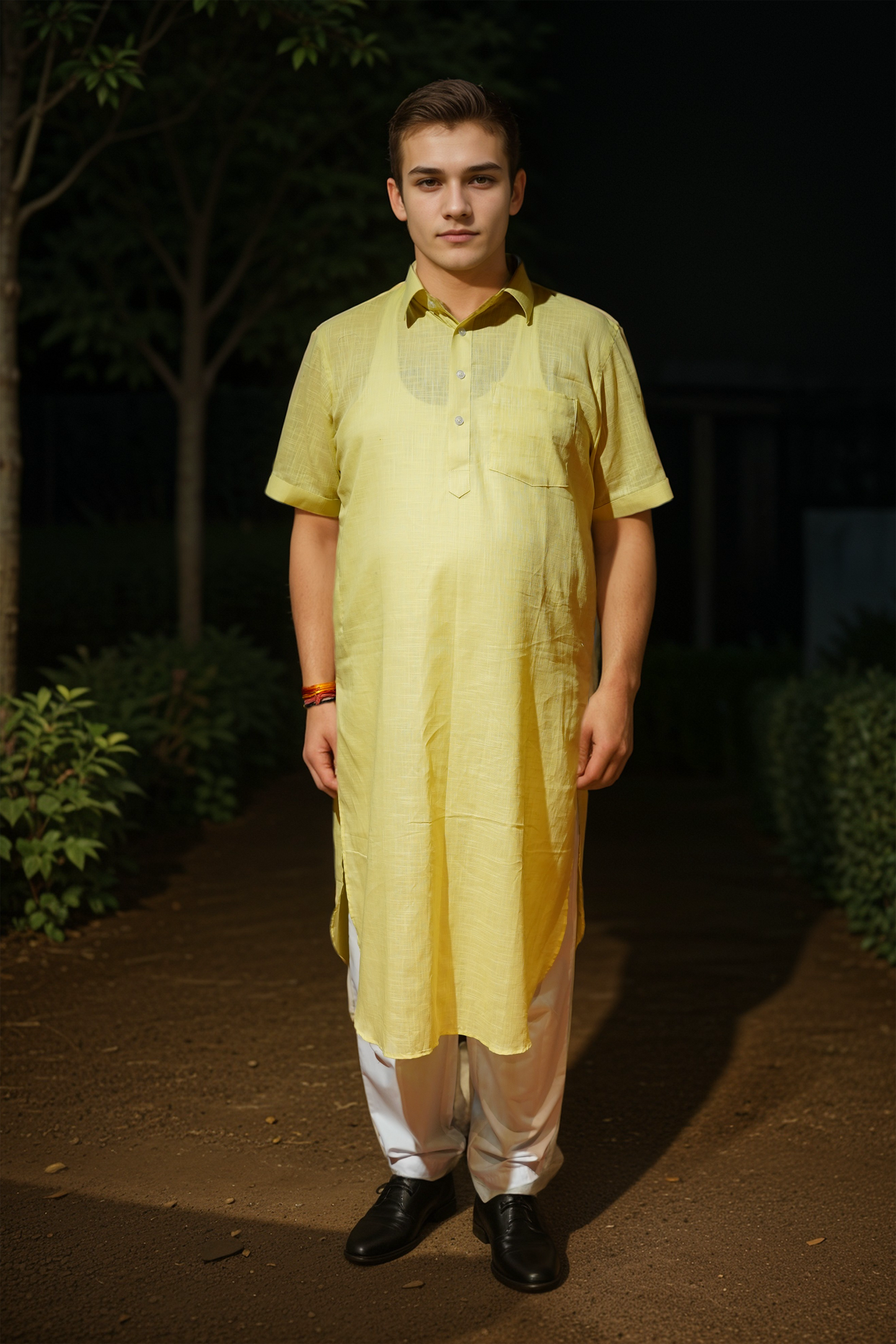 Zesty Lemon Textured Kurta Pajama