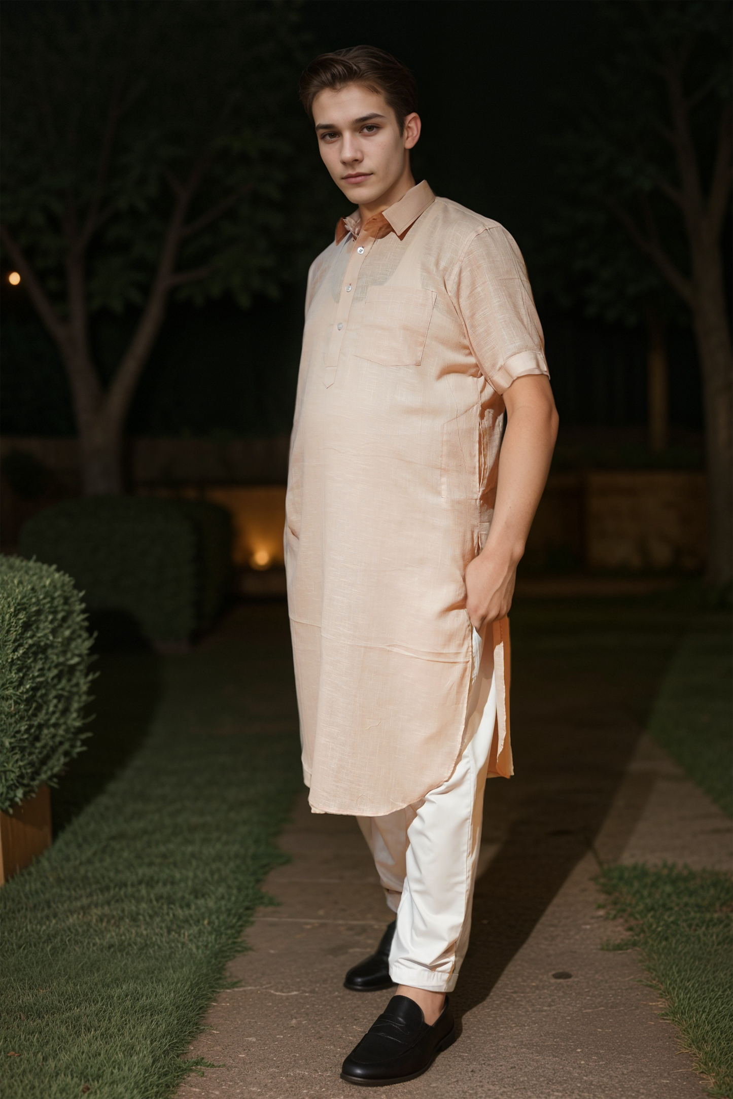 Blush Breeze Textured Kurta Pajama