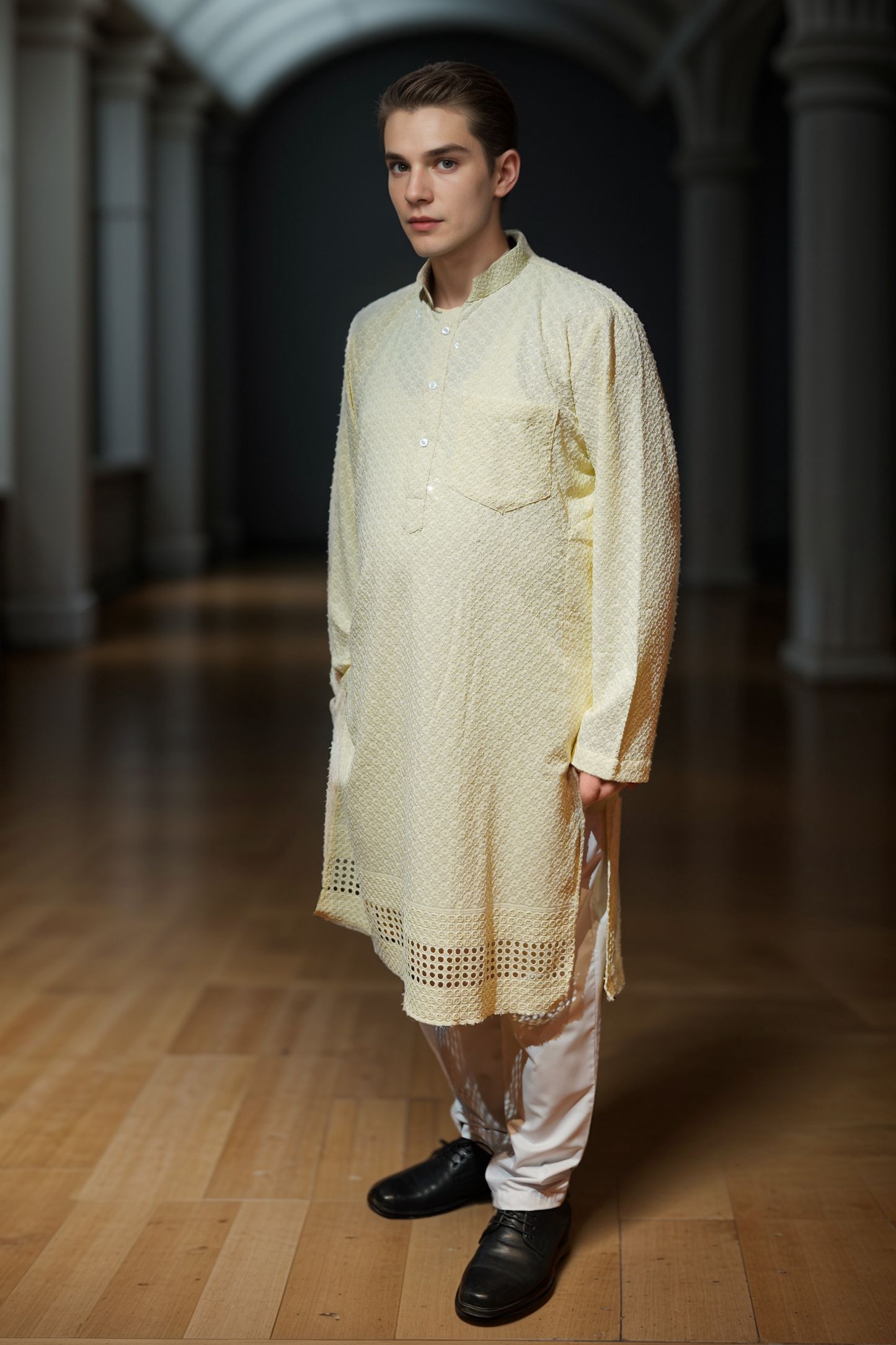 Pearl Radiance Sequined Kurta Pajama