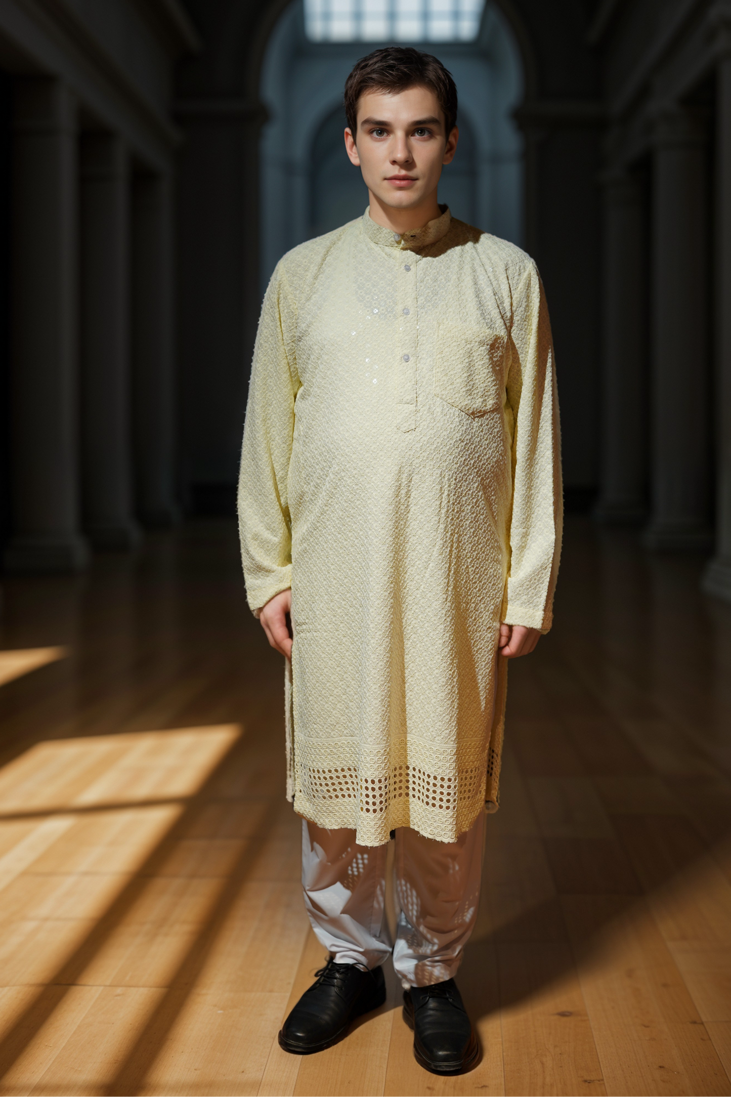 Pearl Radiance Sequined Kurta Pajama