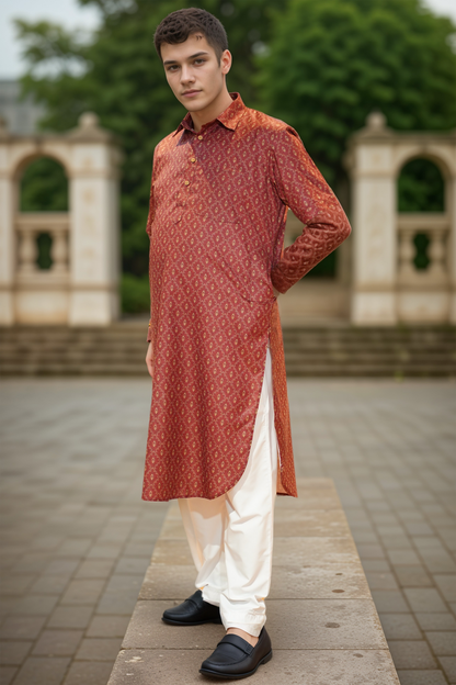 Rustic Charm Printed Kurta Pajama