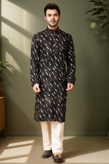 Smoky Swirls Printed Kurta Pajama