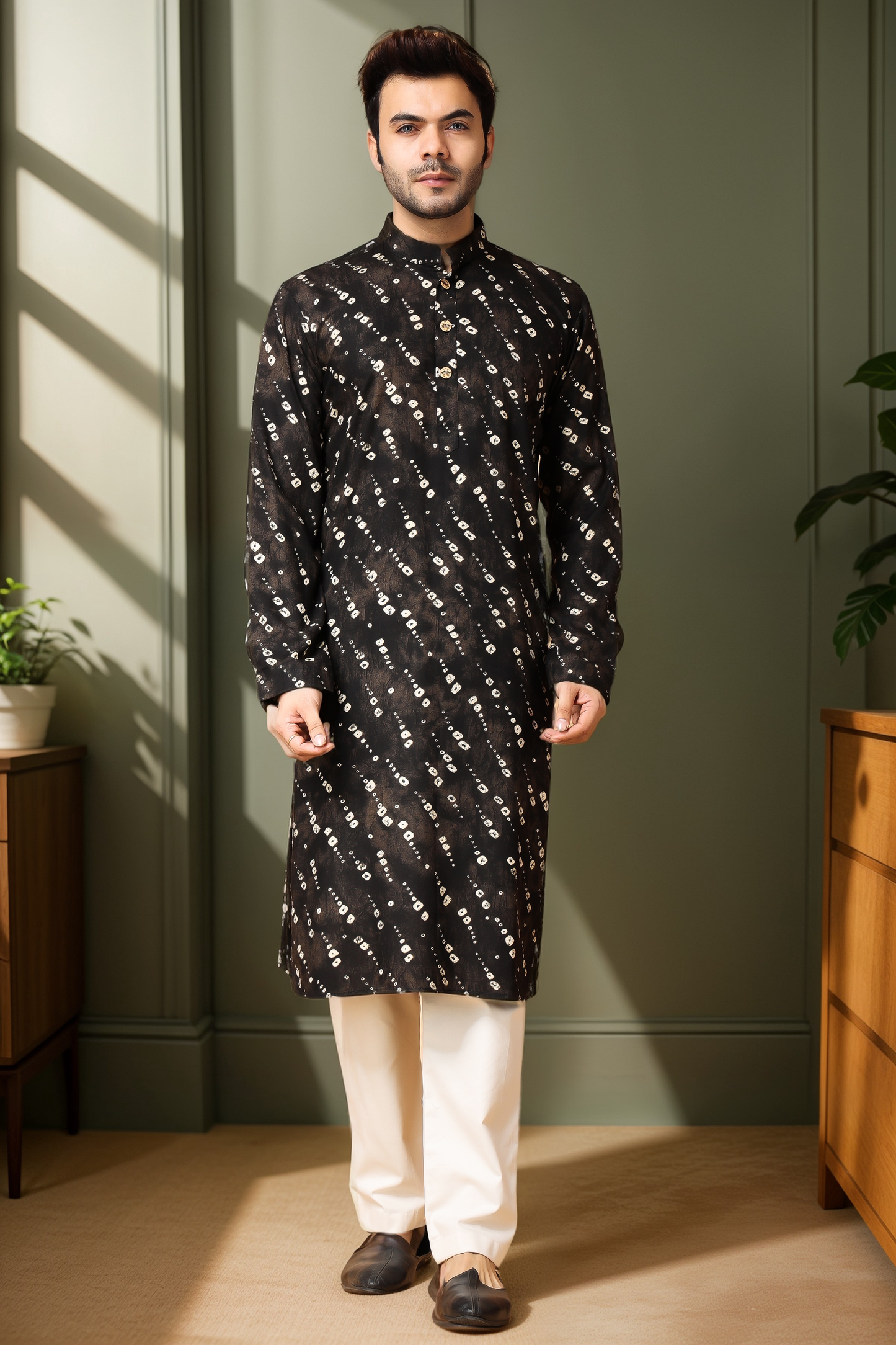 Smoky Swirls Printed Kurta Pajama