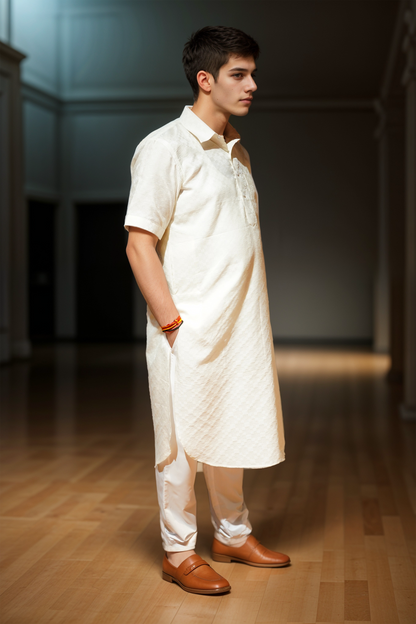 Ivory Essence Detailed Kurta Pajama