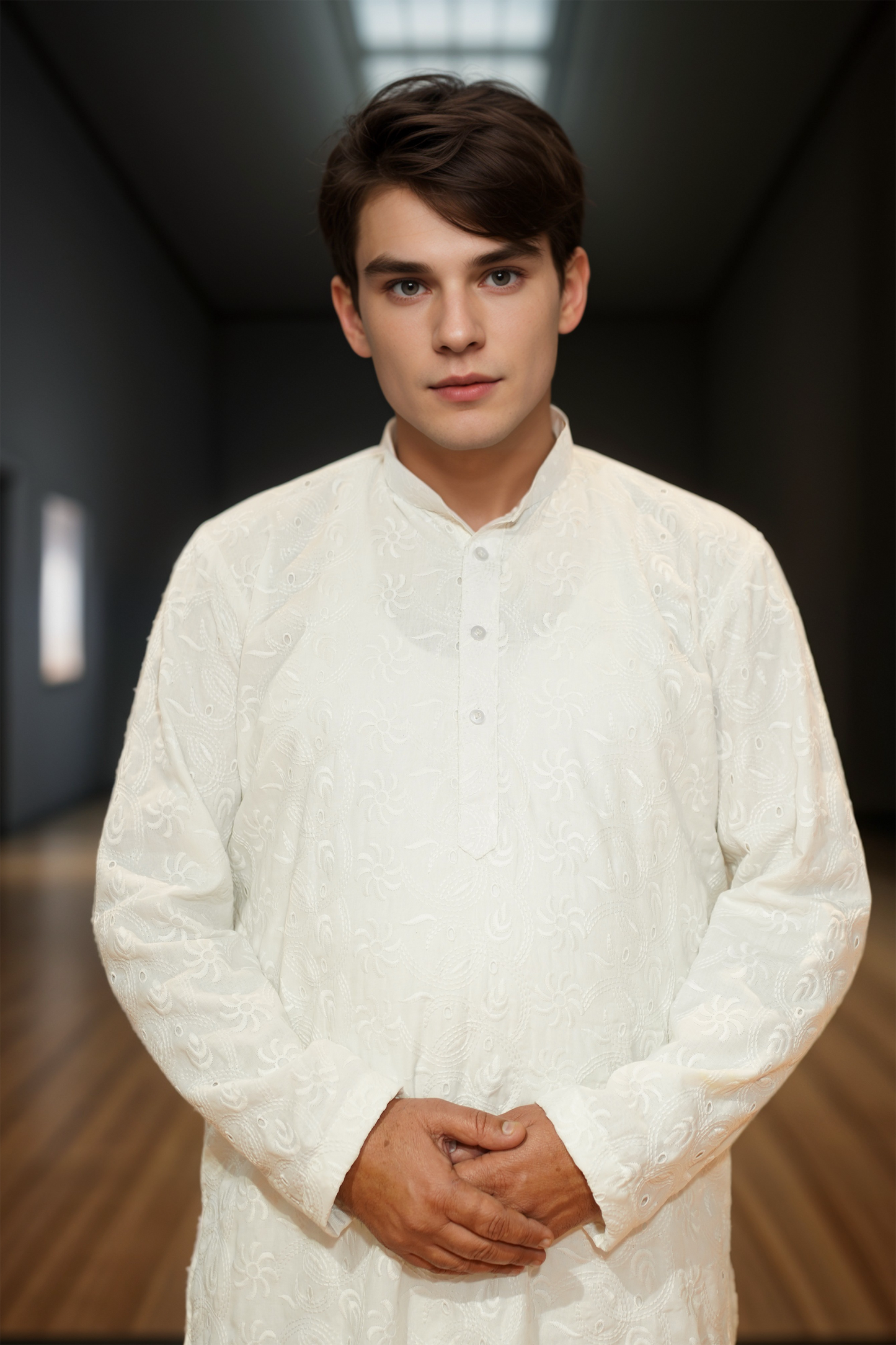 Timeless White Chikan Kurta Pajama