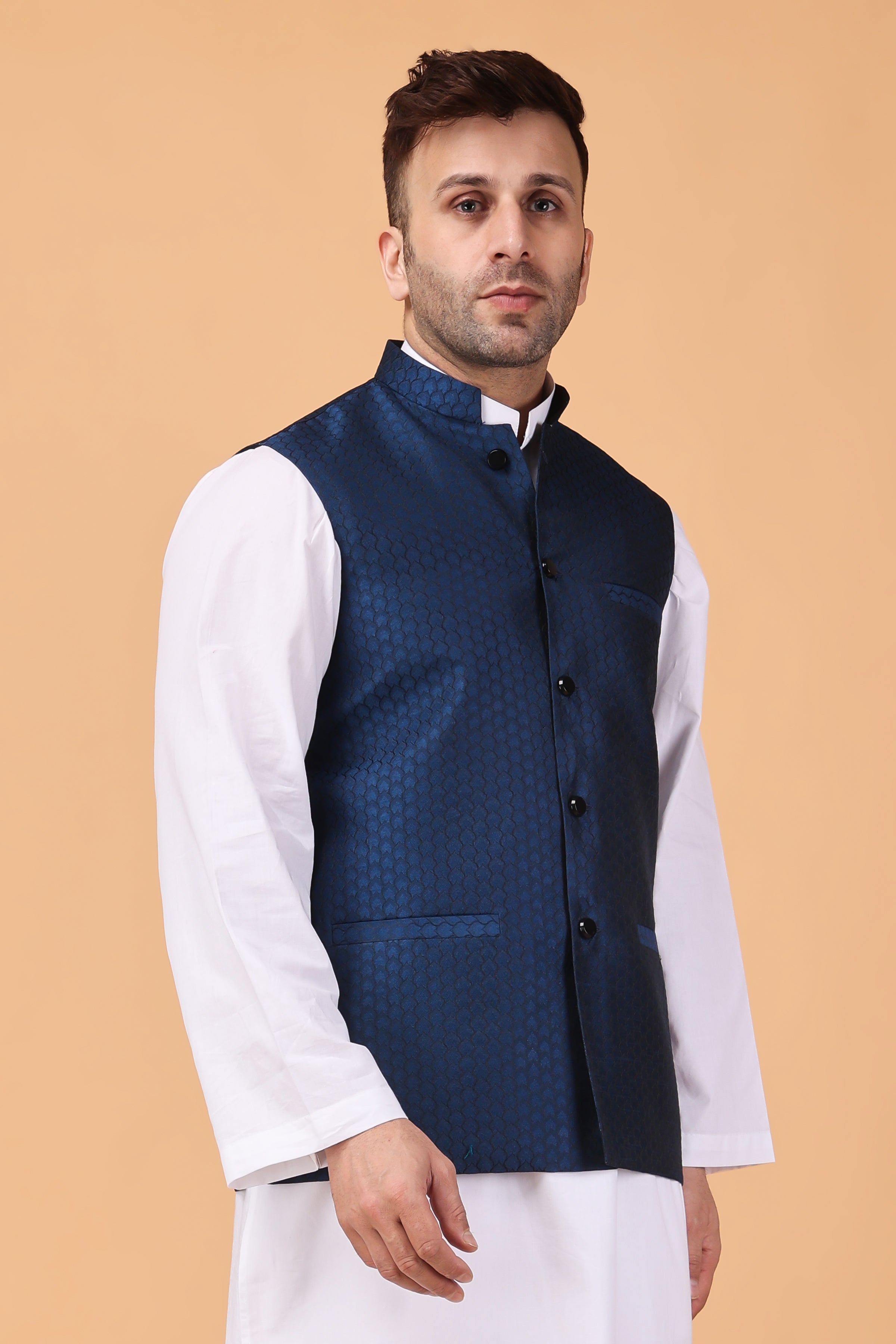 White kurta pajama sales with blue basket