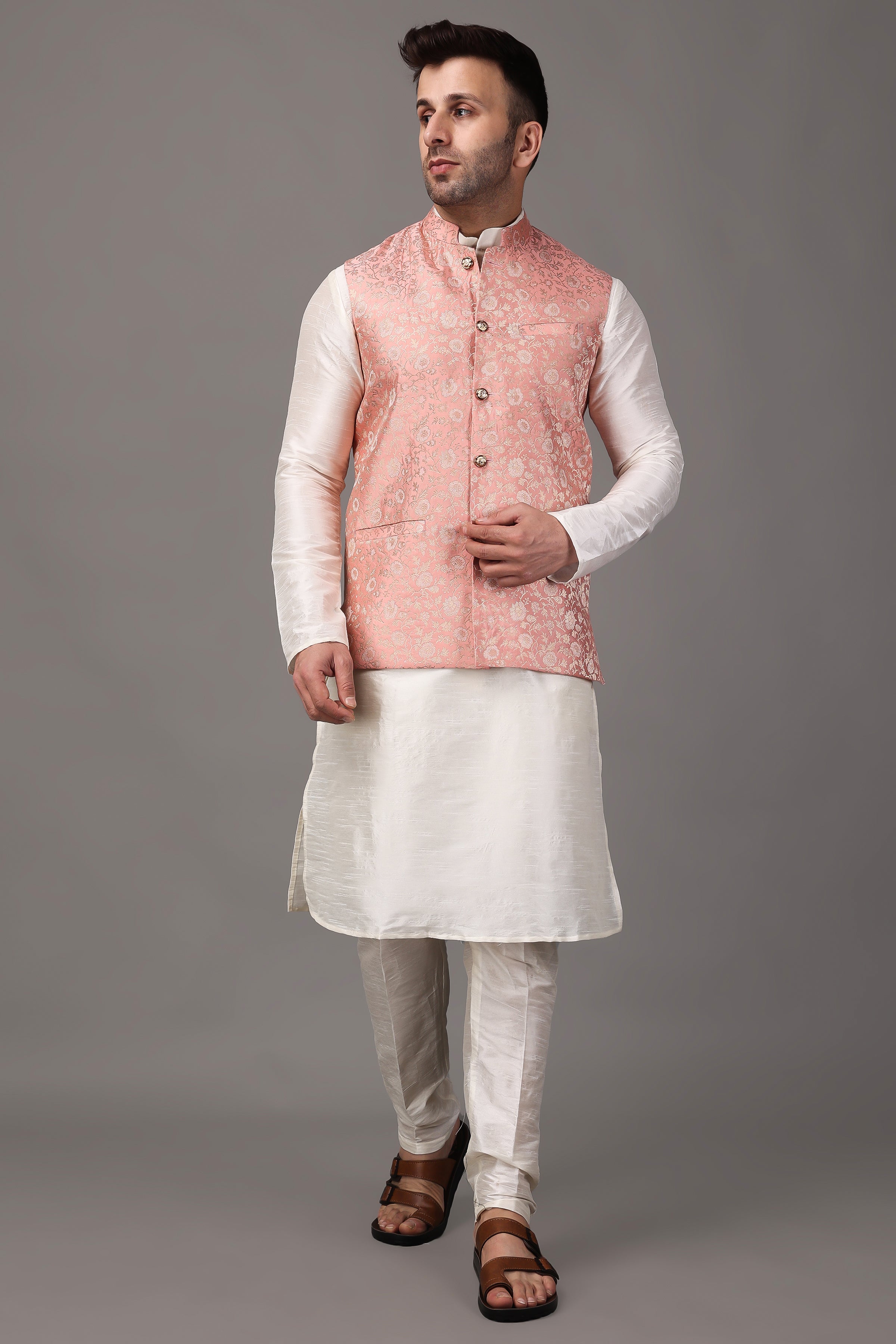 ELINA FASHION Men's Indian Cotton Kurta Pajama And Nehru Jacket (Waistcoat)  Wedding Ethnic Diwali Puja Set - Walmart.com