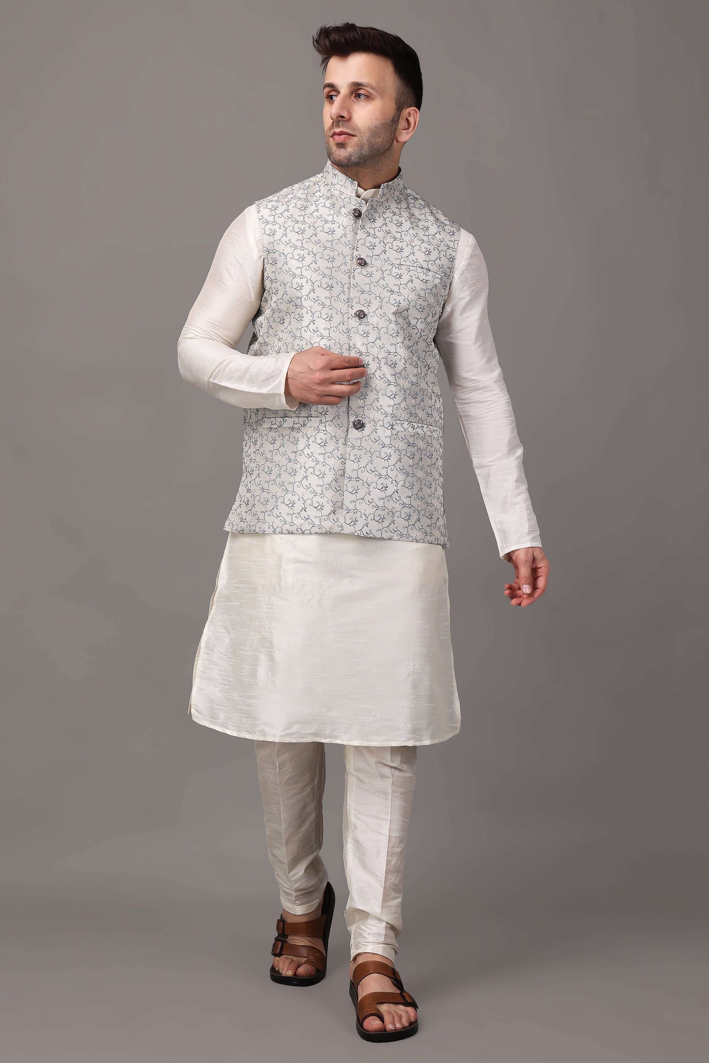 White kurta pajama online sadri