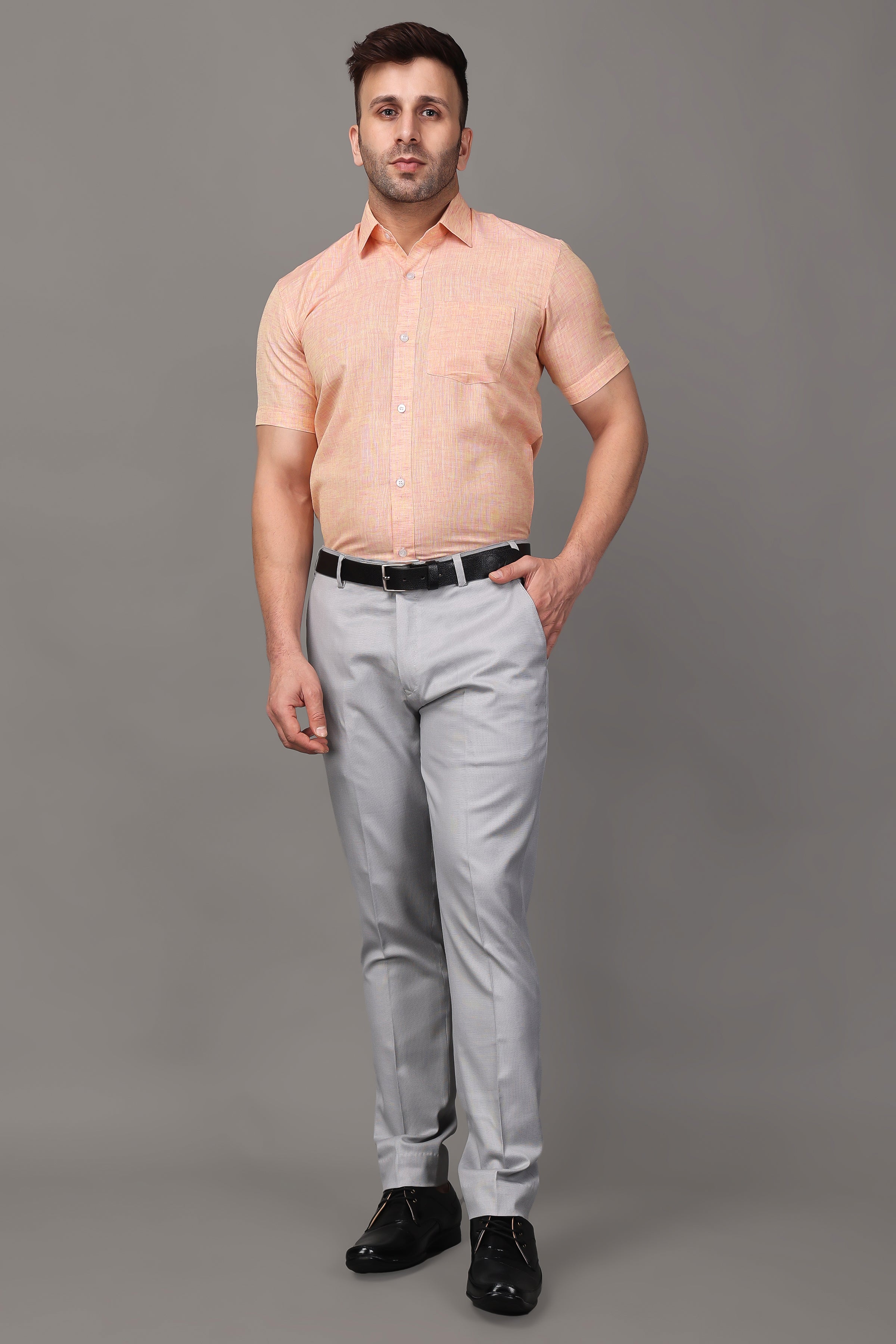 Buy Peach Shirt with Dark Grey Chinos: Pack of 2 Online in India -Beyoung