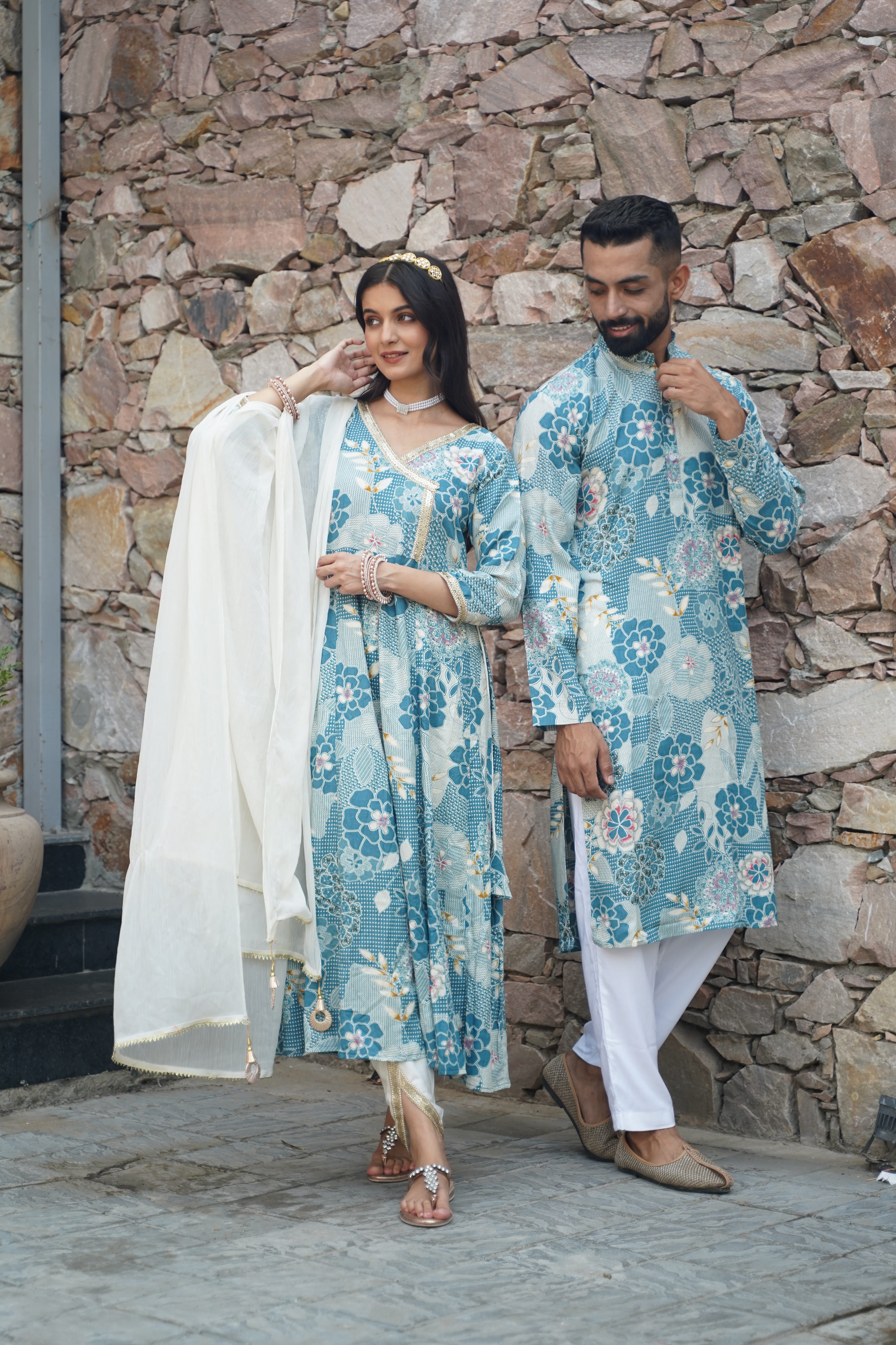 Buy Couple Matching Outfits, Matching Outfits Sky Color, Couple Formal  Outfit, Couple Honeymoon, Couple Outfit for Photoshoot, Sky Blue Dress  Online in India - Etsy