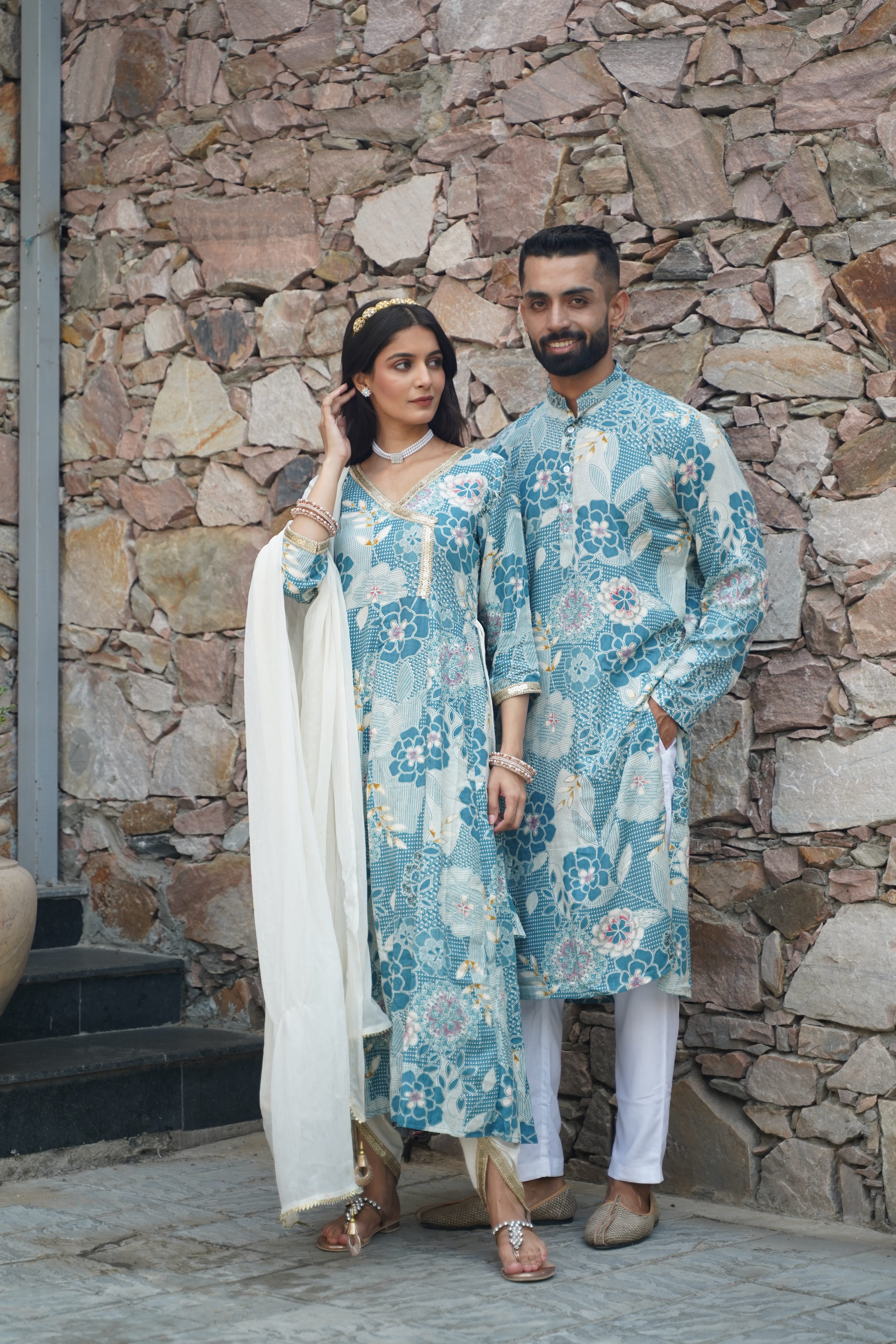 TwinningAndWinning Couples Who Opted for Blue Outfits for their Wedding  Functions | WeddingBazaar