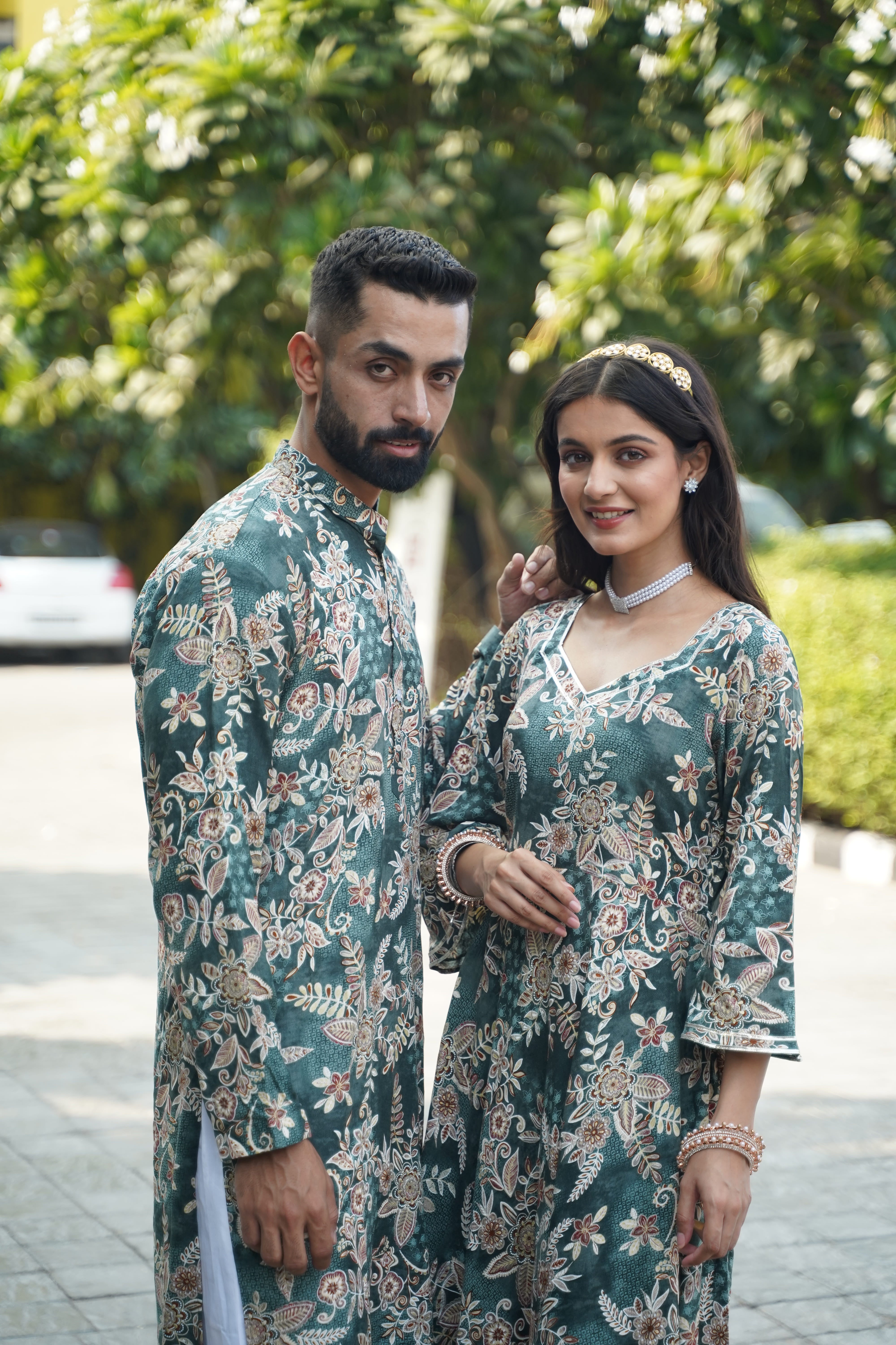 Peach Couple Twinning Wedding Special Combo - Indian Heavy Anarkali Lehenga  Gowns Sharara Sarees Pakistani Dresses in USA/UK/Canada/UAE - IndiaBoulevard