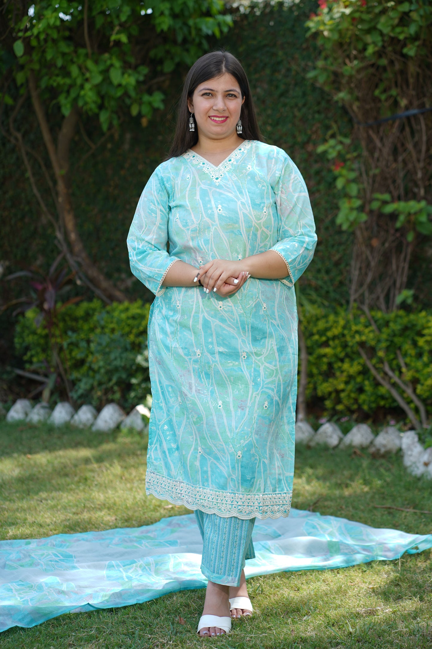 Mint Tickle Mul Cotton Suit Set