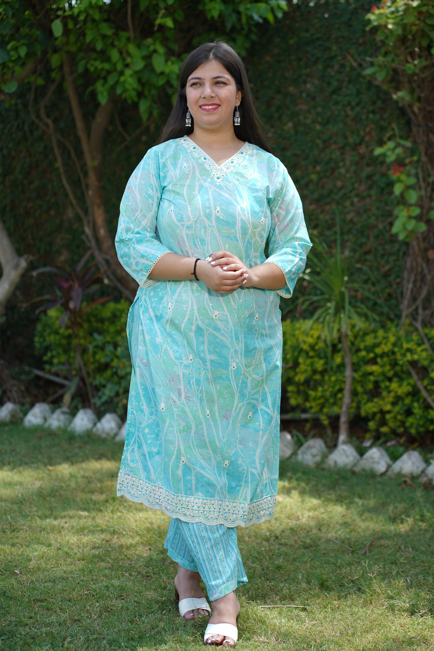 Mint Tickle Mul Cotton Suit Set