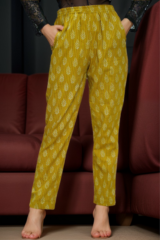 Mustard Ikat Katha Cotton Pants