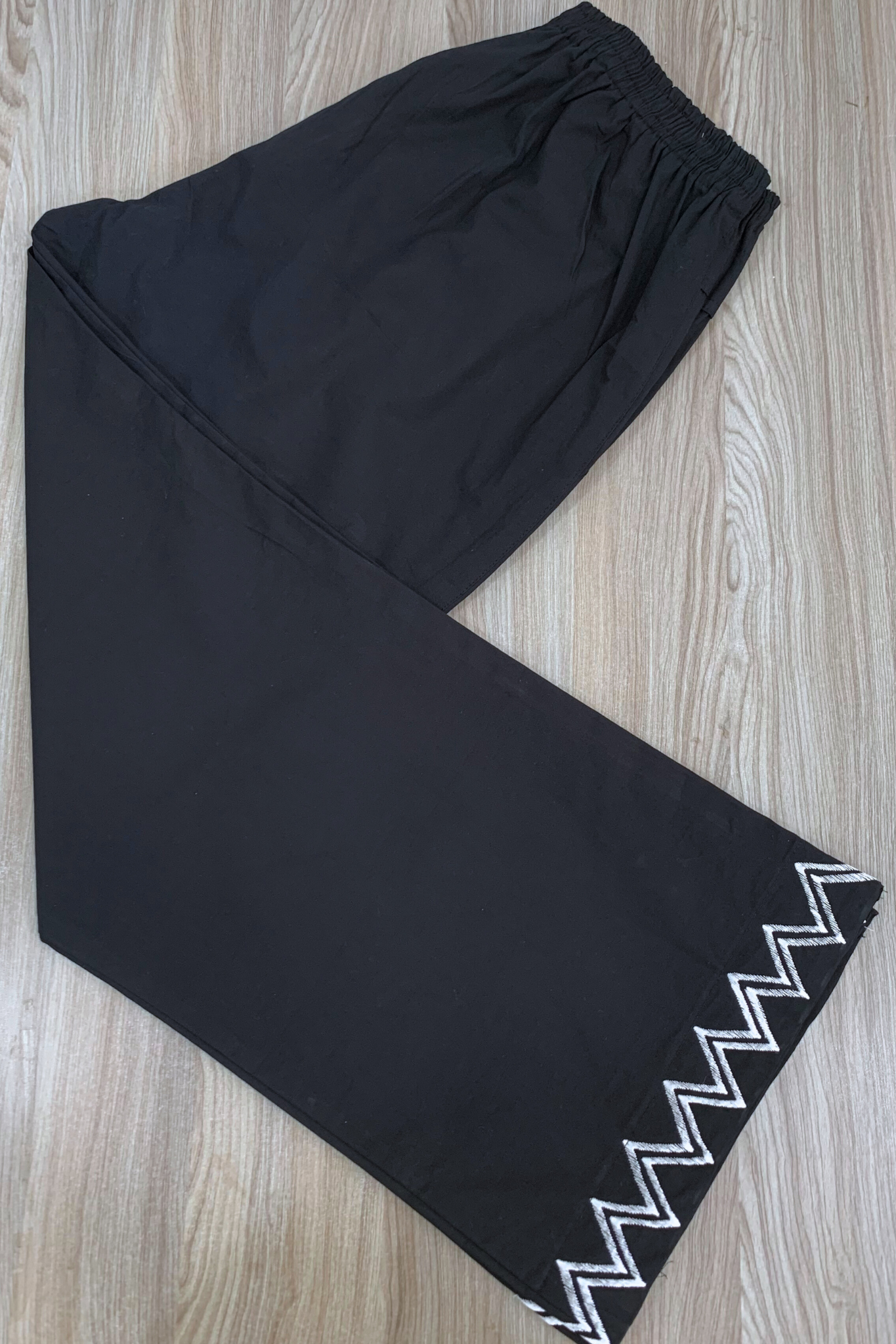 Black Embellished Cotton Palazzo