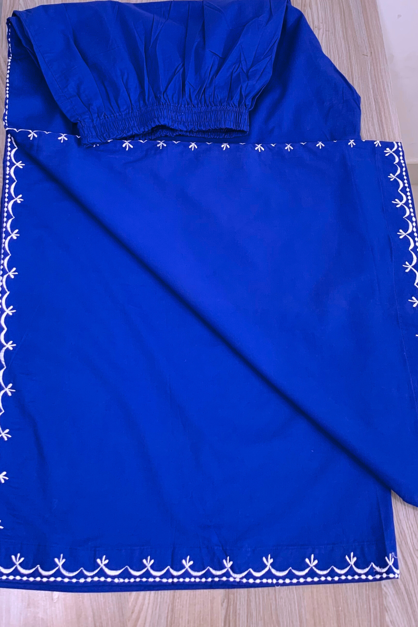 Royal Blue Embroidered Cotton Palazzo