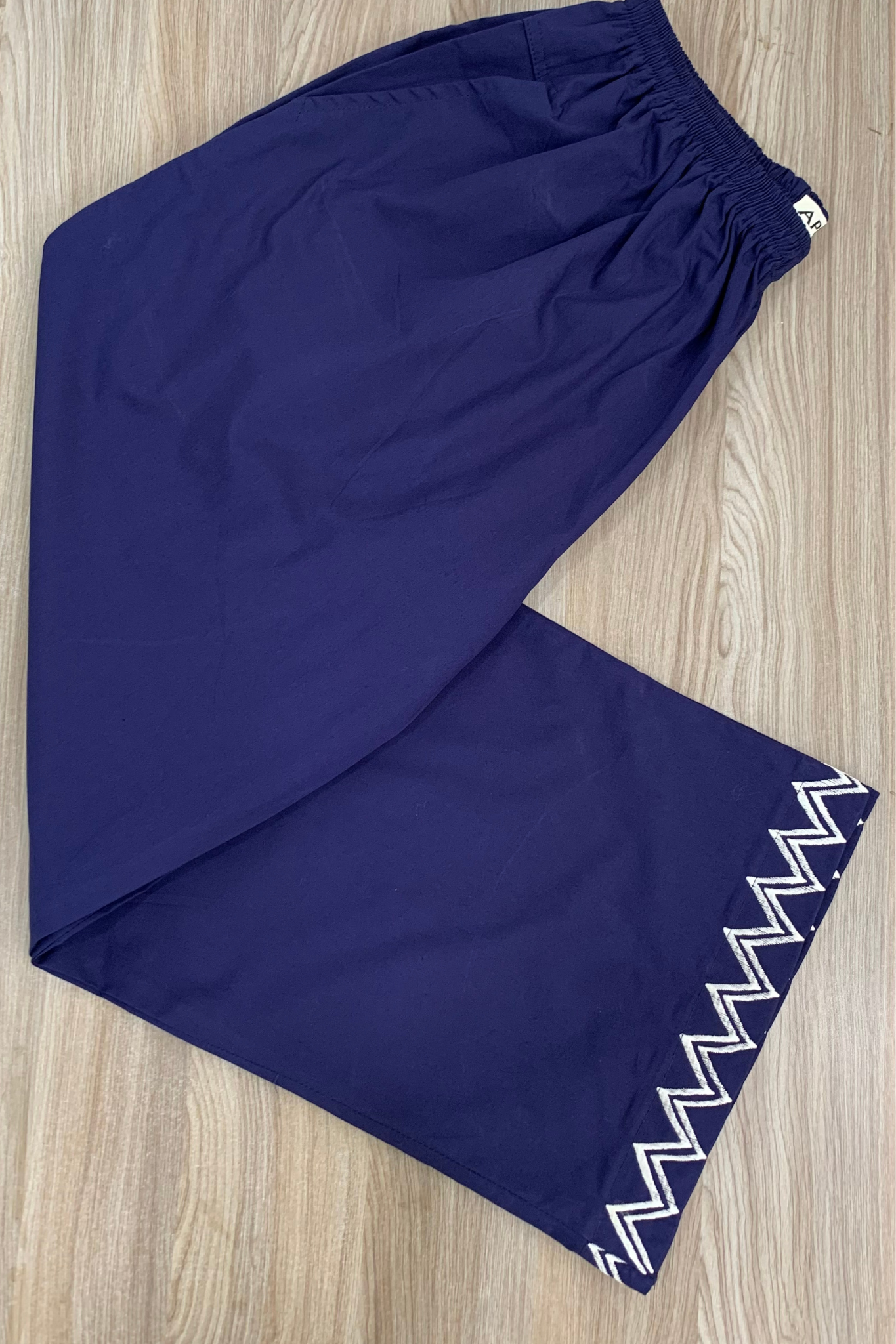 Navy Blue Embellished Cotton Palazzo