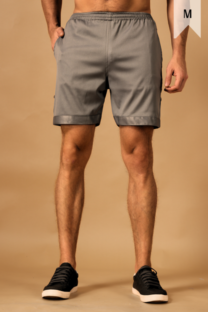 Grey Cotton Poplin Shorts