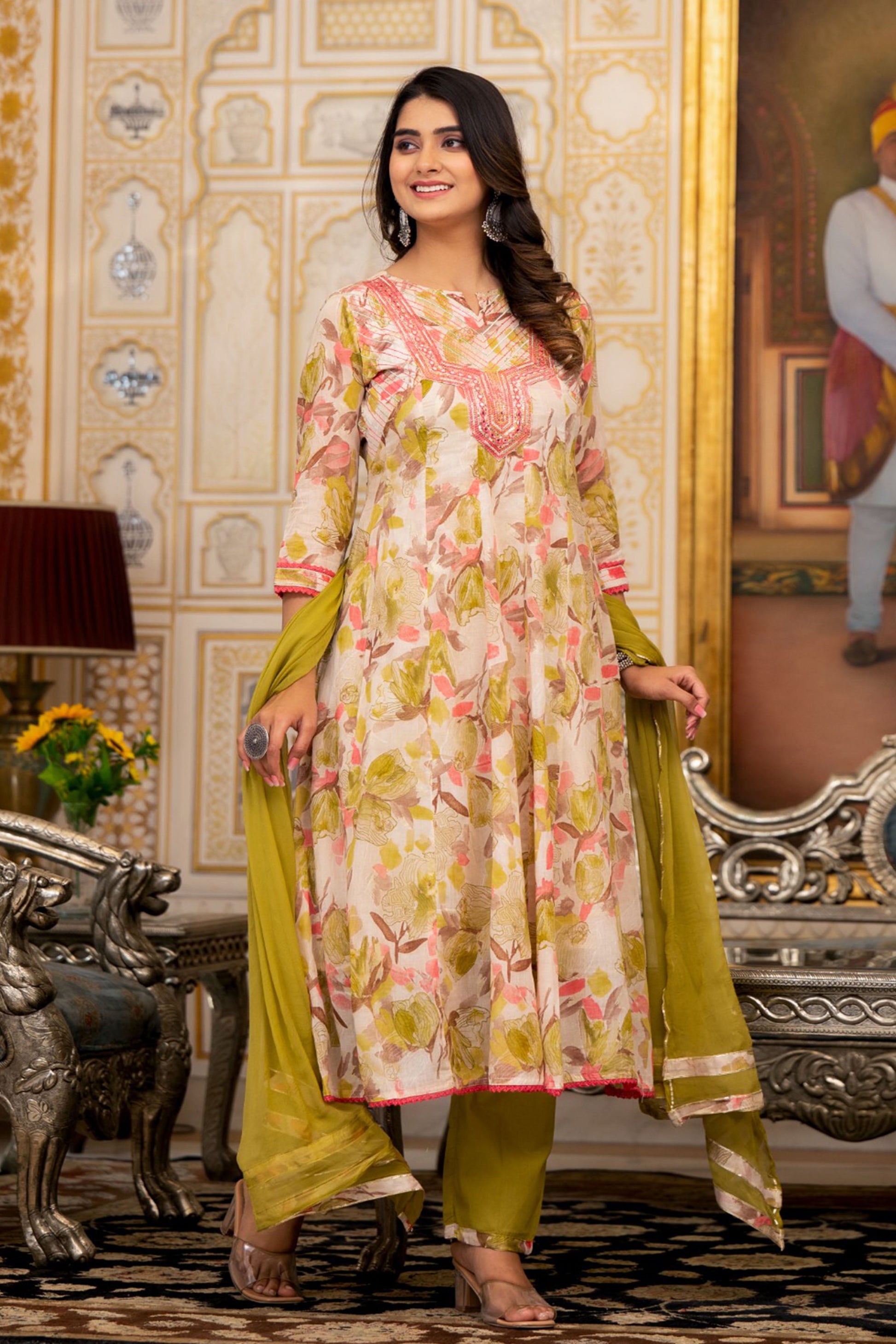 Floral Print Anarkali Suits