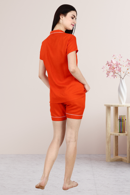 Solid Orange Shorts Suit