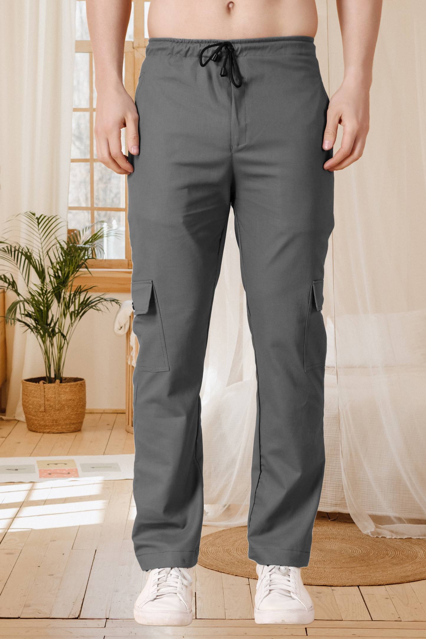 Dark Grey Stretch Cargo Pants