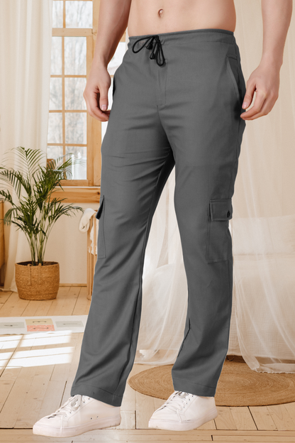 Dark Grey Stretch Cargo Pants