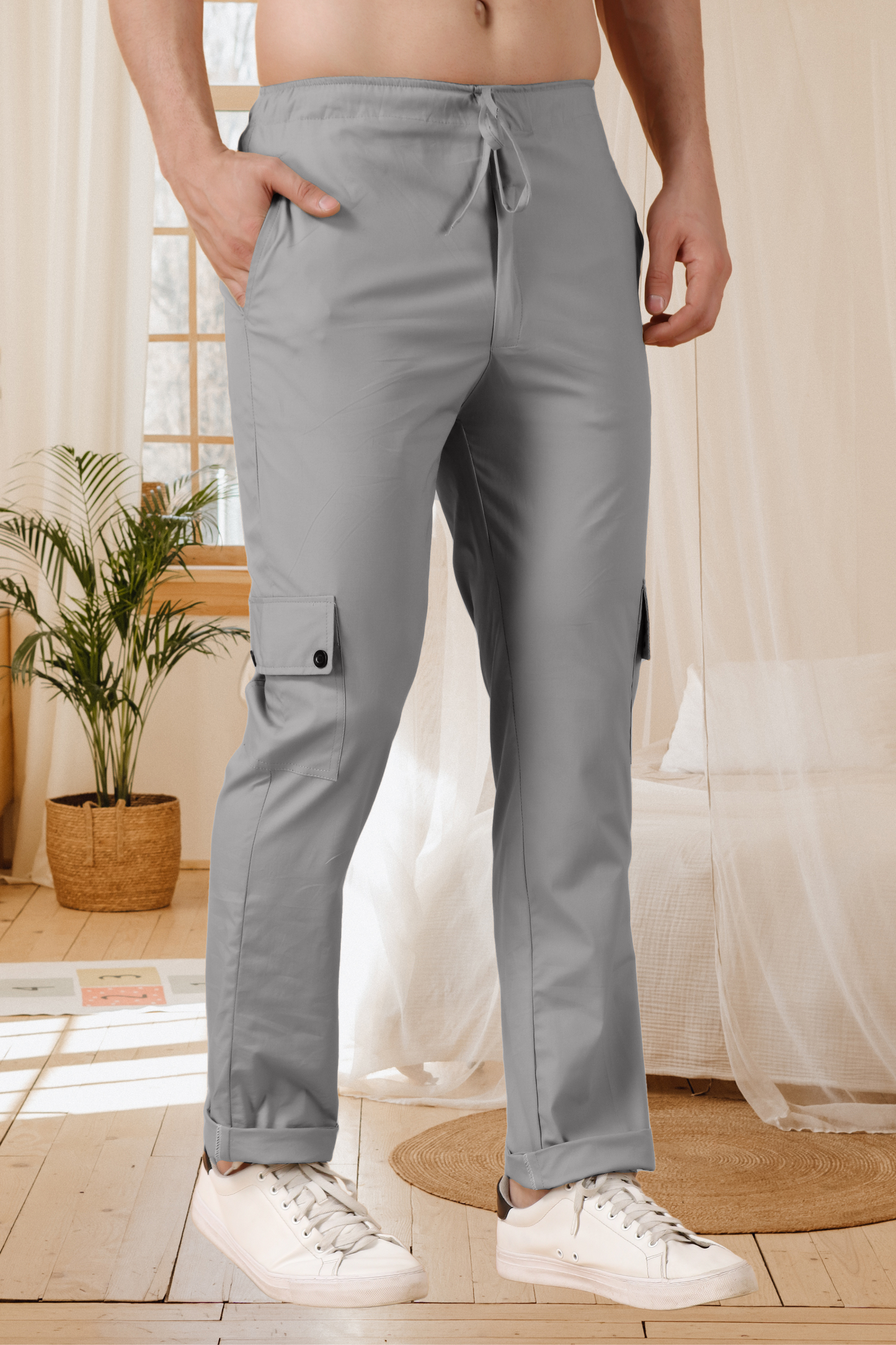 Light Grey Stretch Cargo Pants