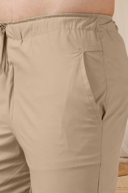 Creamy Beige Stretch Cargo Pants