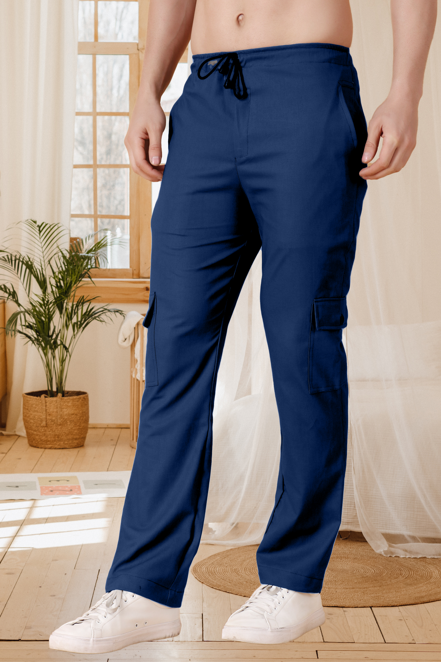 Navy Stretch Cargo Pants