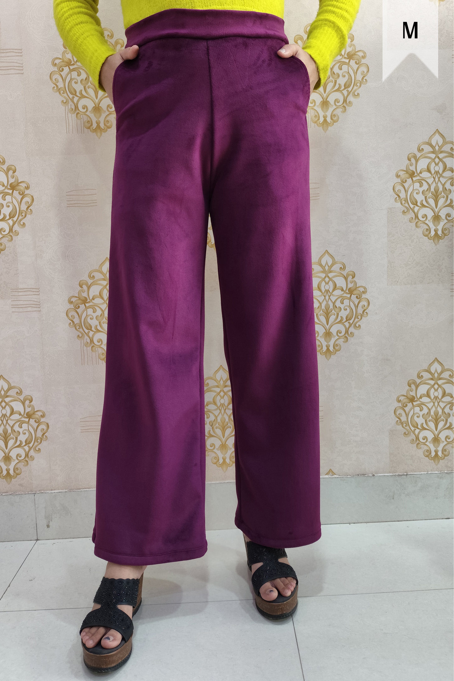 Wine Velvet Fleece Pants