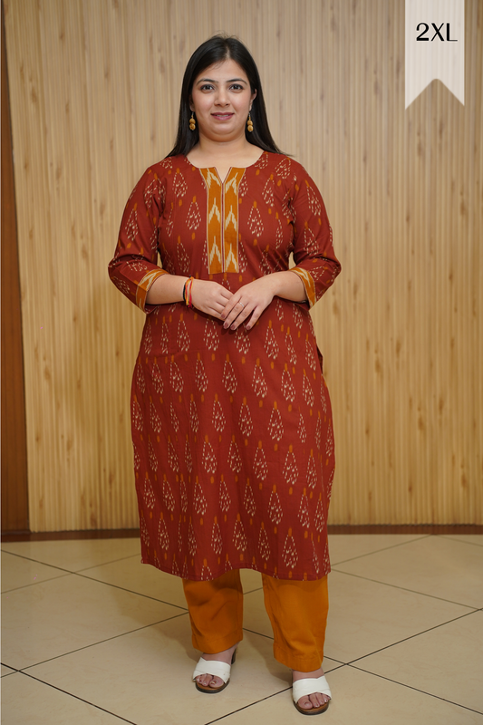 Terracota Ajrakh Cotton Kurta