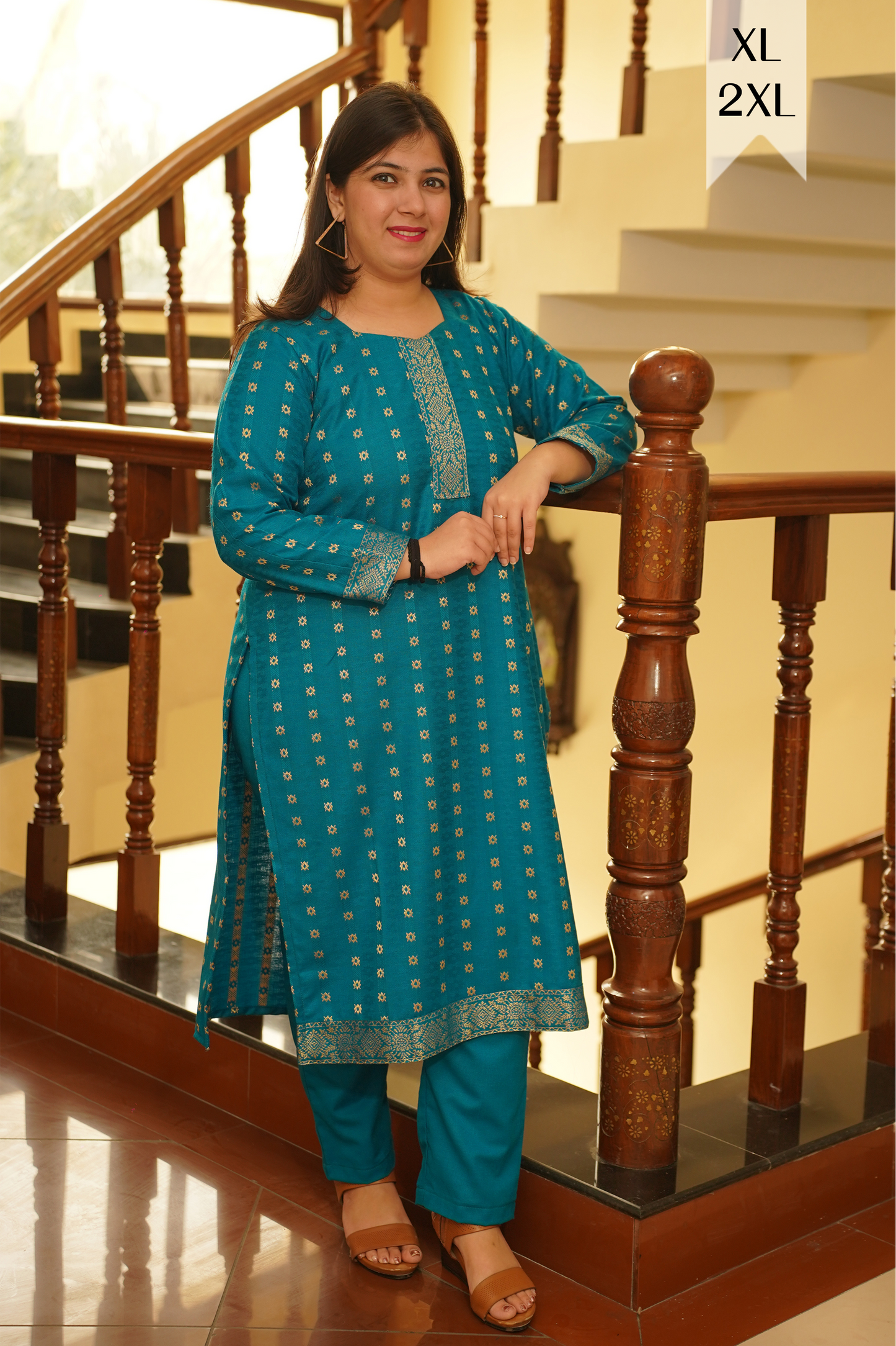 Firozi Blaze Woollen Kurta Set