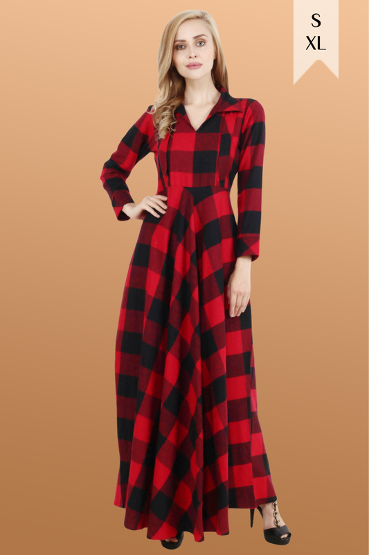 Red Check Woollen Dress