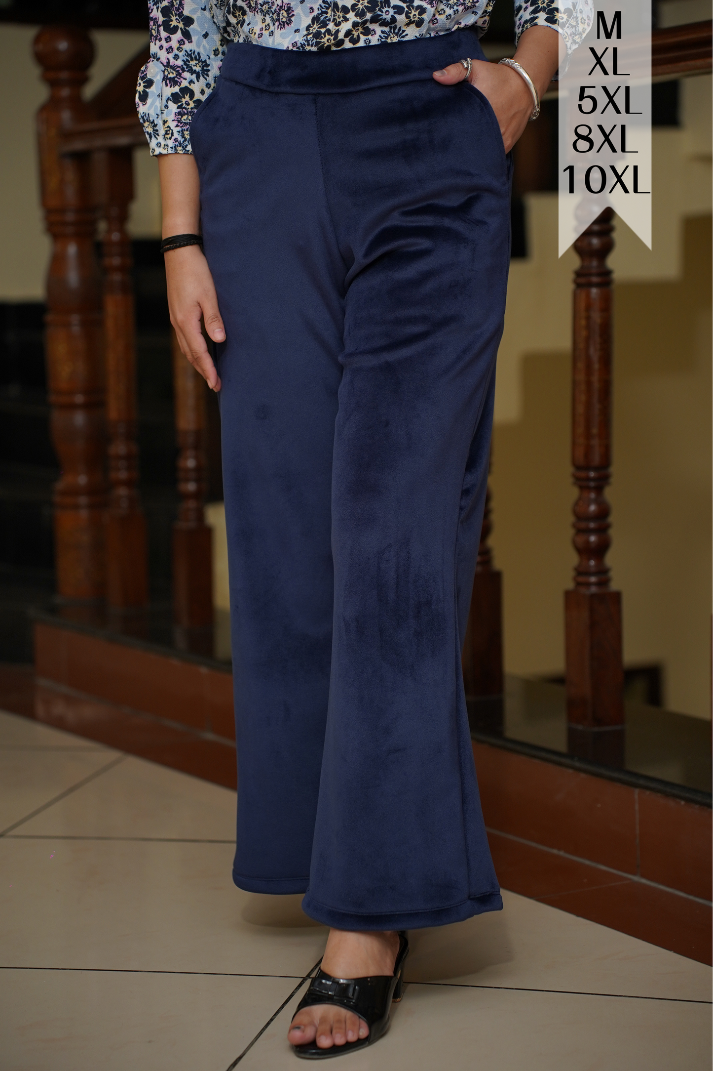 Navy Velvet Fleece Pants