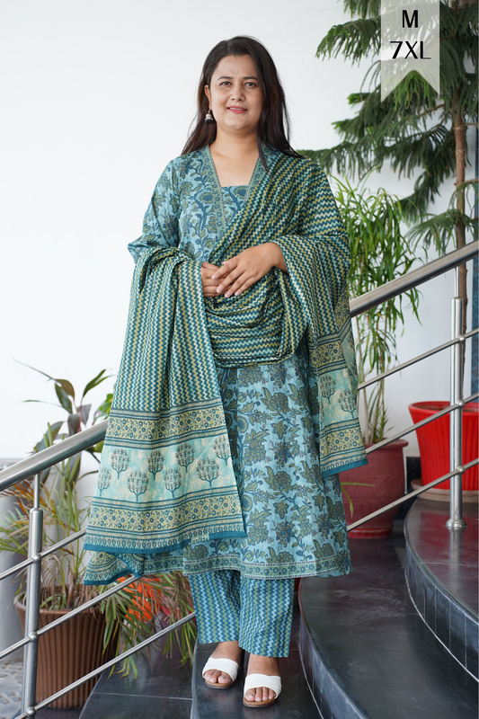 Peacock Blue Bagh Anarkali Set