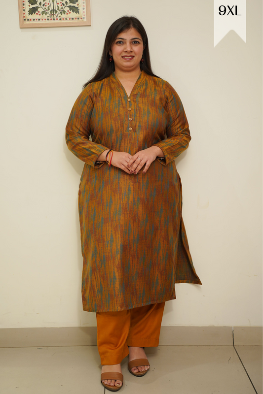 Mustard Spectrum Woollen Kurta Set