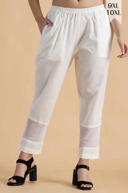 Crisp White Detailed Cotton Pants