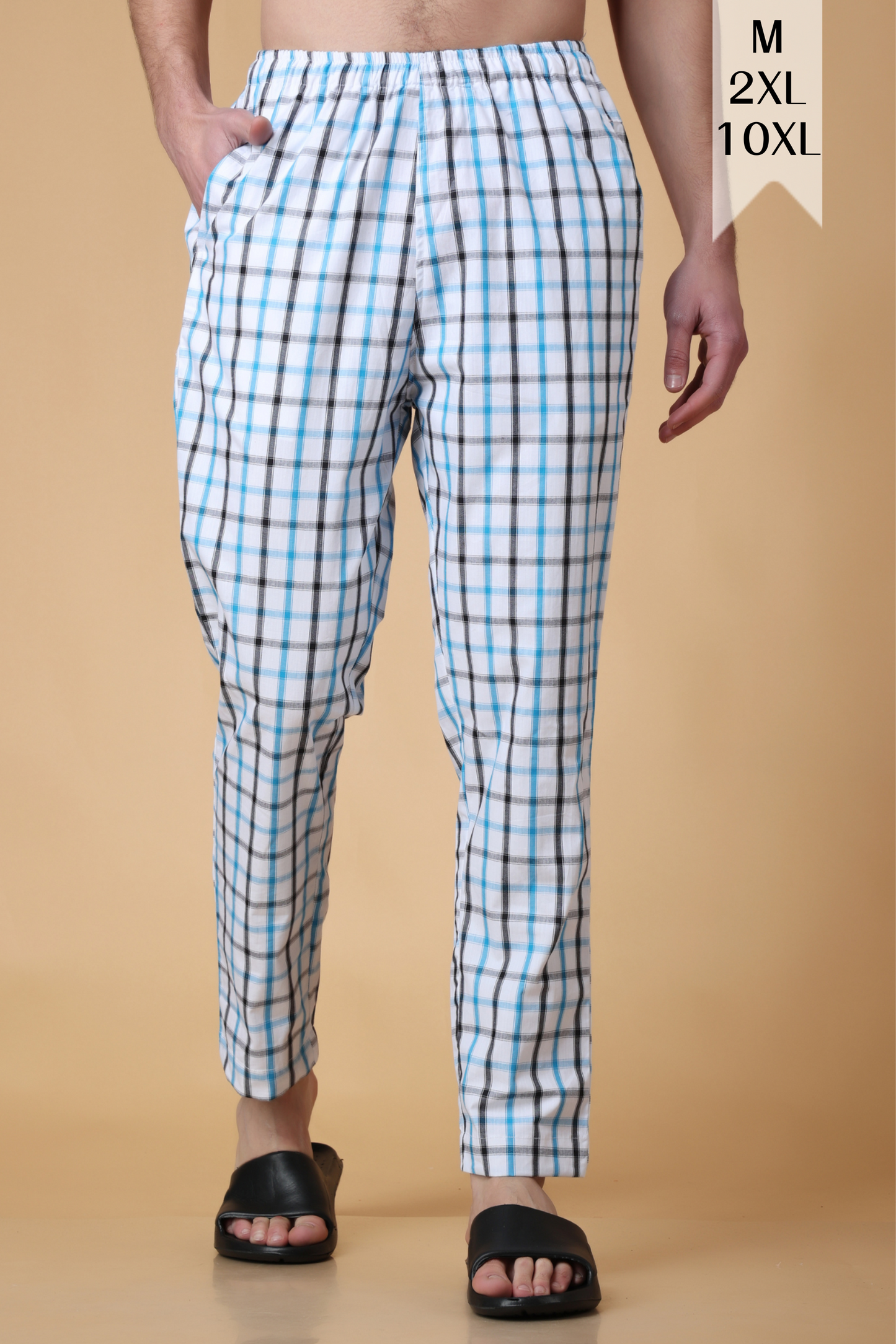 Blue Checked Cotton Pant Pajama