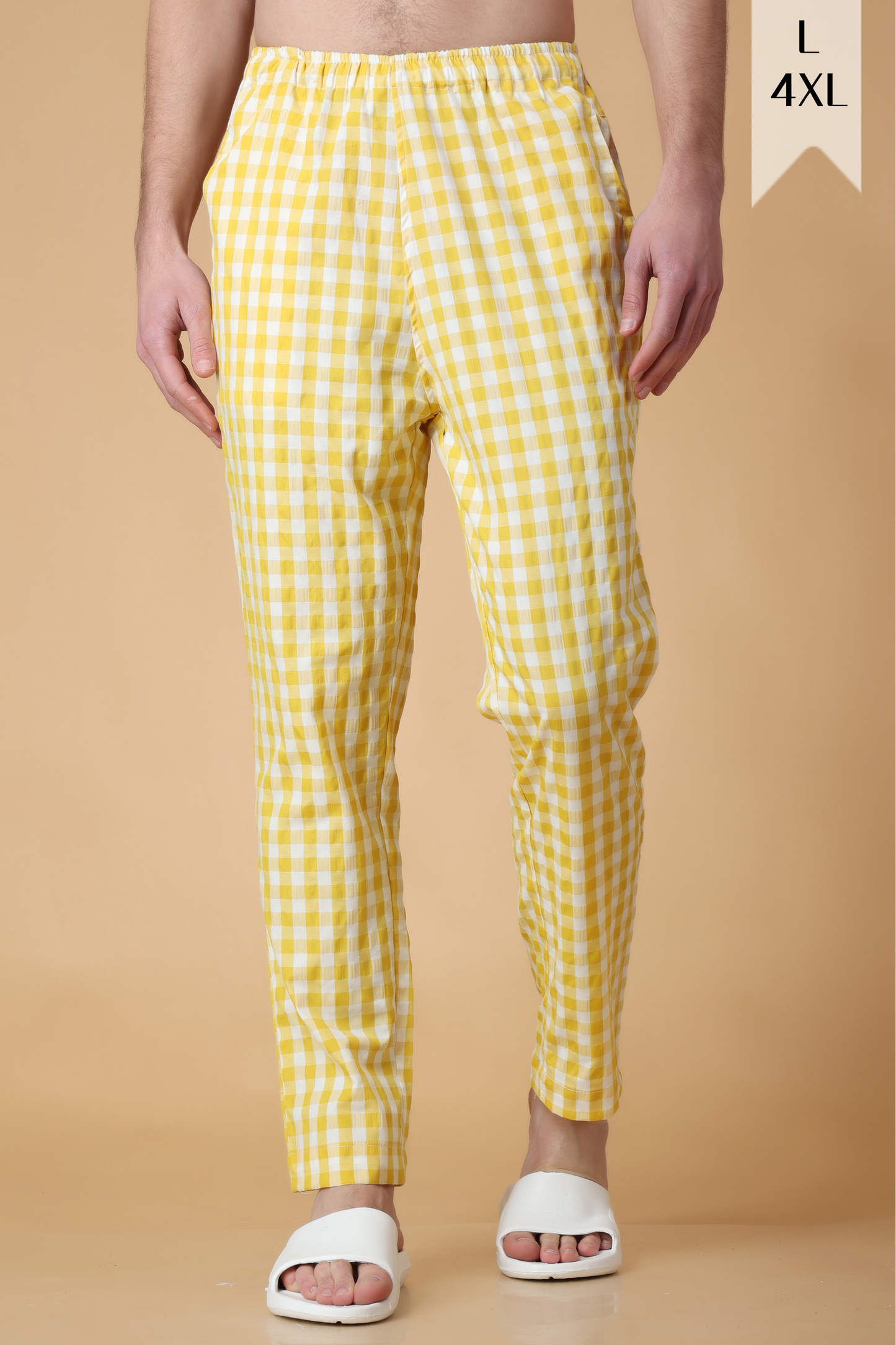 Candy Yellow Checked Cotton Pajama