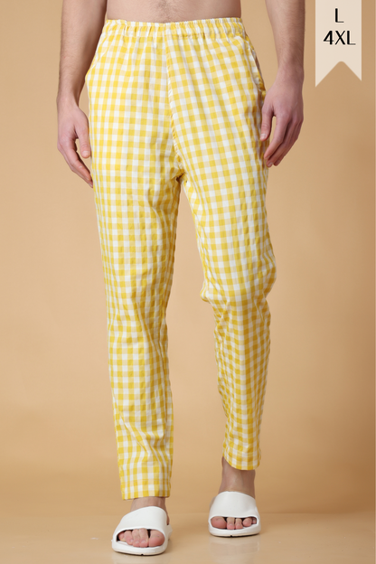 Candy Yellow Checked Cotton Pajama