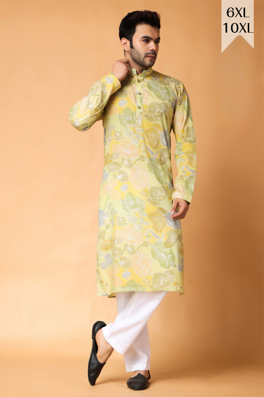 Fresh Lime Mulmul Kurta Pajama