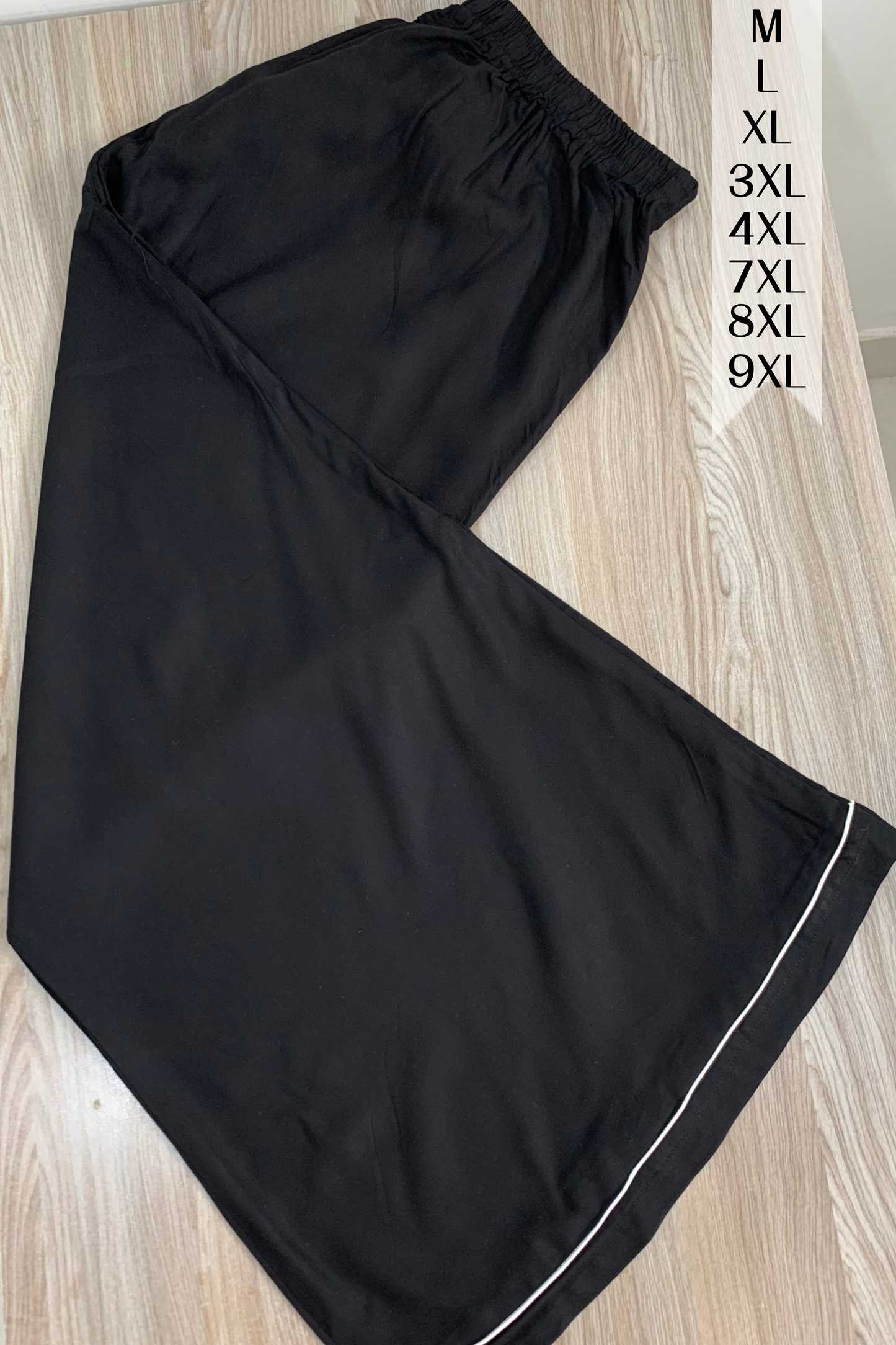 Black Detailed Hemline Rayon Palazzo