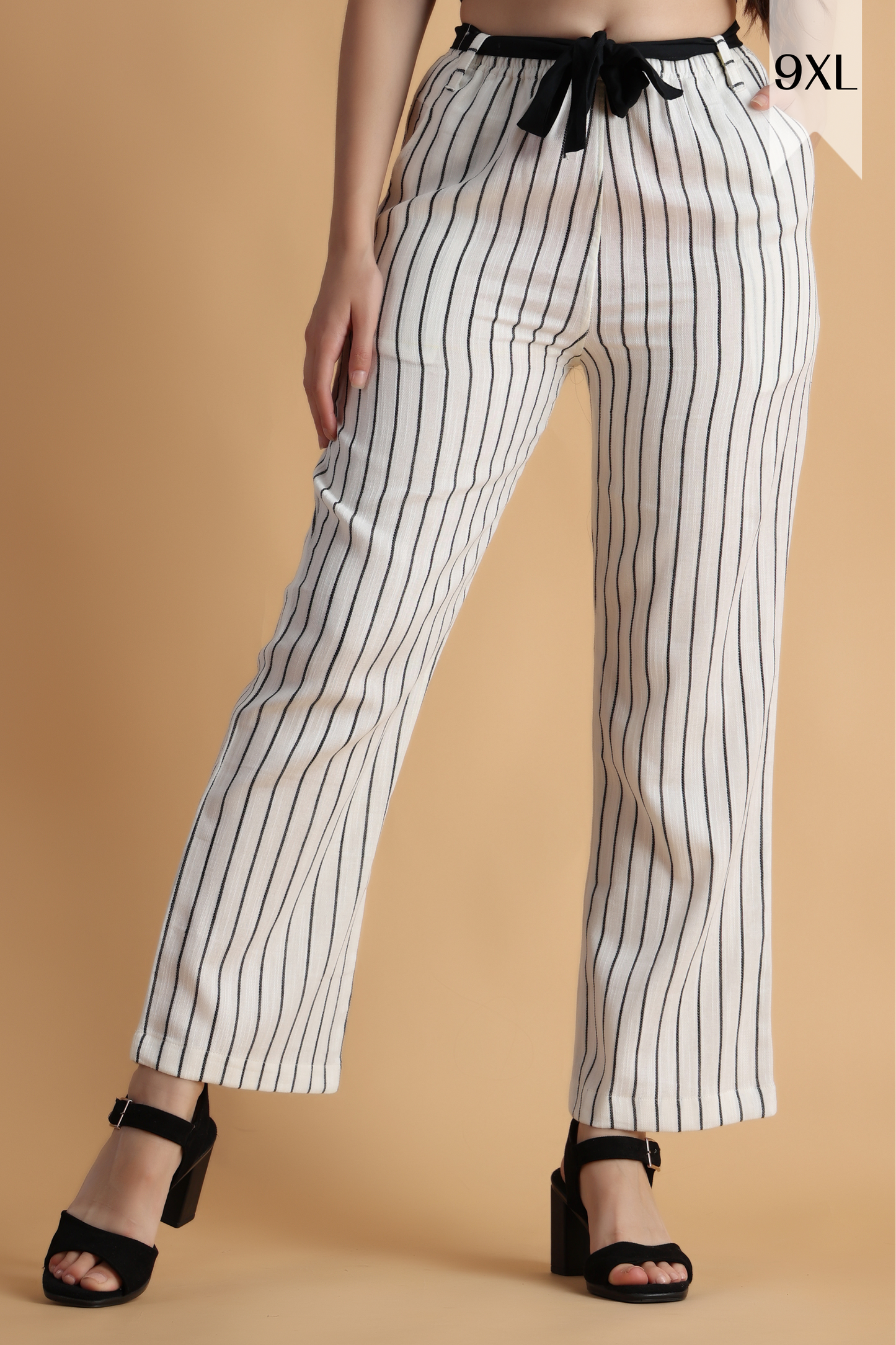 Dewdrop White Striped Palazzo