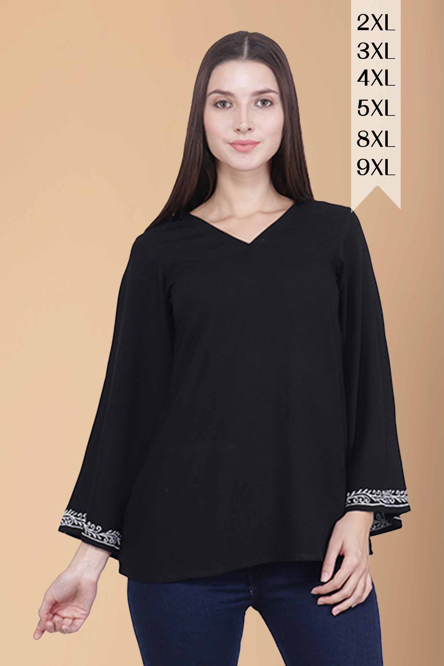 Black Sleek Embroidered Top