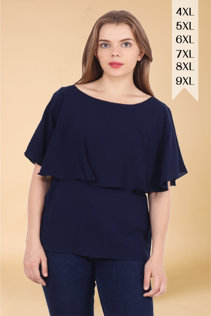 Solid Navy Cape Top