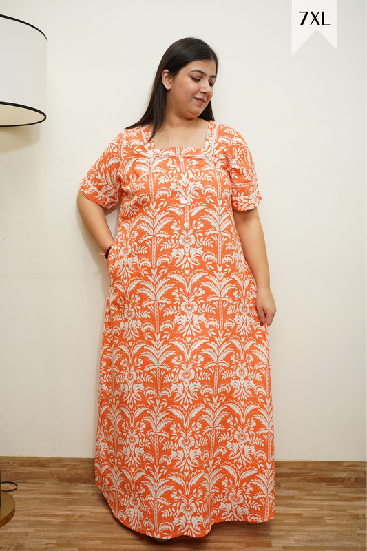 Tangy Orange Rayon Night Gown