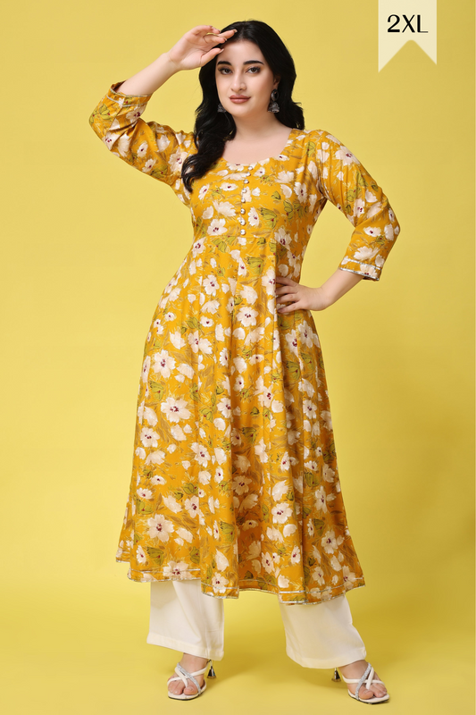 Sunlit Meadow Foiled Anarkali Kurta